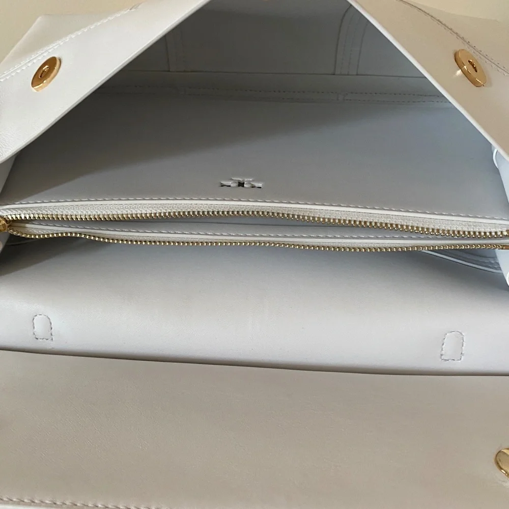 Tory Burch White Block T Leather Satchel Bag